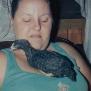 Me & my 3 week old Plymouth Barred Rock "Dominacker" rooster Irving