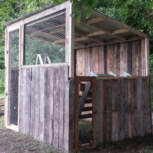 My coop for my Game Chickens. Built out of pallets.