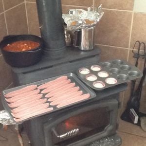 Cooking on the woodstove during winter.