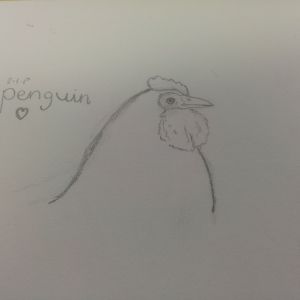 Drawing of Penguin in art class