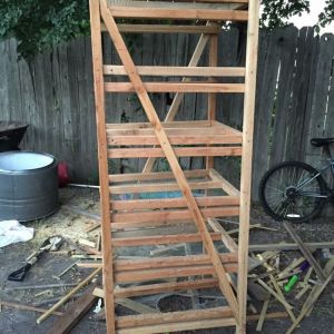 I traded some homemade egg rolls for this rack. It was originally used to breed mice but hadn't been used in a year. I sprayed it down with bleach and let it sit in the sun for a few days. There were black plastic tubs that slid in the rack that actually had the mice in it. I'll use them for something else.