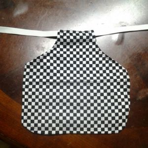 A chicken saddle. First one I've ever made, and first time I've ever used a sewing machine.