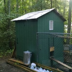 My coop 8x10x8 internal nest boxes. I have lots of room. Girls have 
30x10x6 chain link run and free range on our 6 acres.