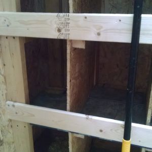 Nesting boxes on one wall. Tubs for easy clean up.