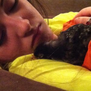 baby Cocoa and I took a nap the first day I got her