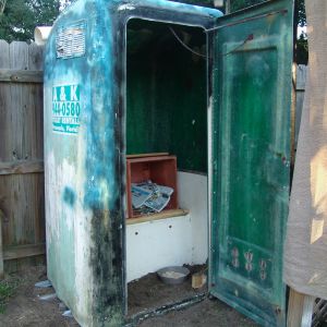 This was my quick fix for a chicken house. It was and Porty potty that I was using for my tools until I received two chickens and needed a place for them.
