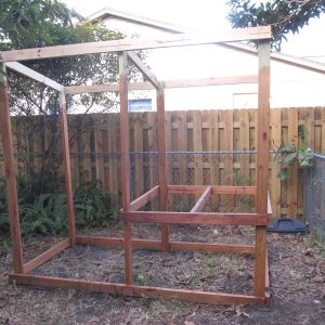 My coop - the beginning. This is the basic frame - mostly done with the staining.