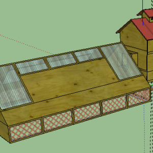 Sketch Up allowed me to virtually separate and attach the coop to the run so I could make sure that I had some room for uneven ground.