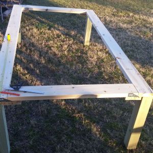 Base of 4X4 post and 2"X6" frame.