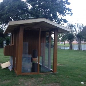 Getting ready to put the hardware cloth on.  The front view.