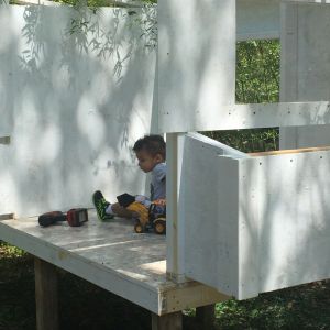 Built a lot of the coop in the garage, disassembled walls and moved it to its place. Daddy's little helper always ready to drill, or hammer.