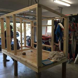 8x8 platform, leftover fence posts are 18" tall