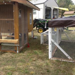 We line up the entry way to reinstall the run.  Since it is not that heavy weight, we can pick up the end fairy easy to square it/ line it up.