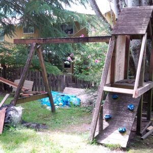 Backyard play structure basically at the start of the project.  Structure had long be forgotten since the kids grew up.