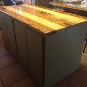 Pecan and oak kitchen island for mama