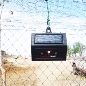 Solar powered Predator guard. Two red LED lights blink at night to scare potential predators.