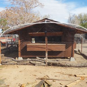 Back view of the coop, fenced separately for another flock.