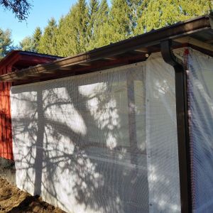 back side of the run with gutter and downspout,