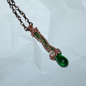 Clear Green drop Lampwork glass