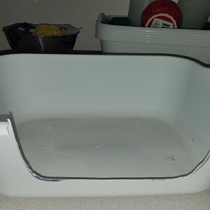 Plastic bin with cut-out