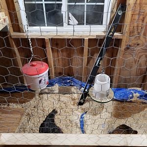 hanging feeder and waterer - shed coop build