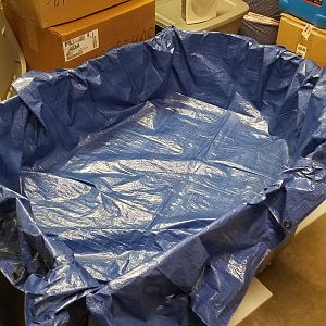 Self-made brooder: Cardbord boxes, Strofoam covered with a Tarp