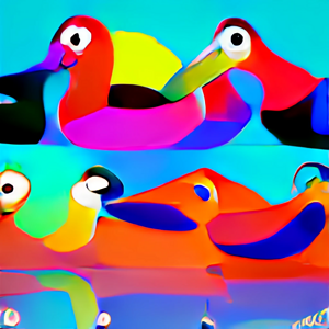 all ducks in a row modern art style colorful