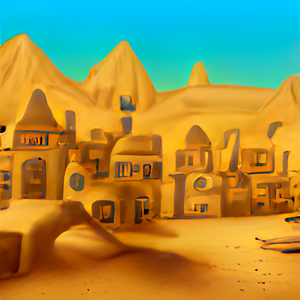 fantasy village in the desert