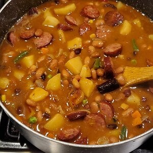 Bean-Soup with potatoes from last year