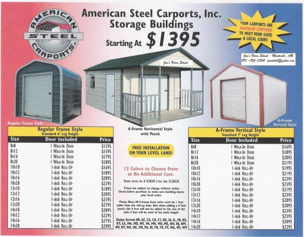 American Steel Carports Price List Twin