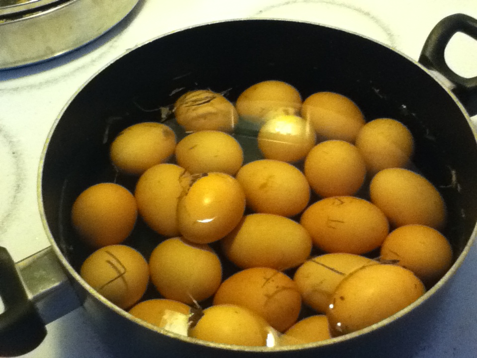 24 hidden eggs in the neighbor's yard.