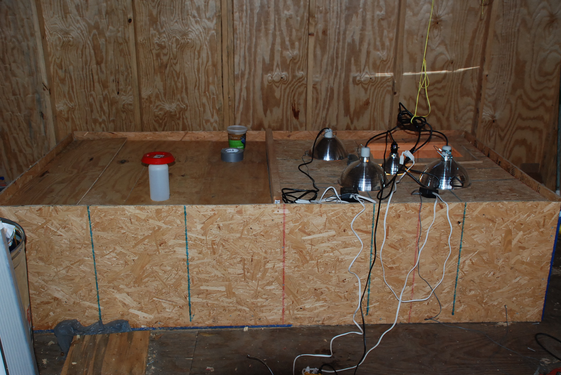 4x8, two foot high brooder, all closed up for cold weather