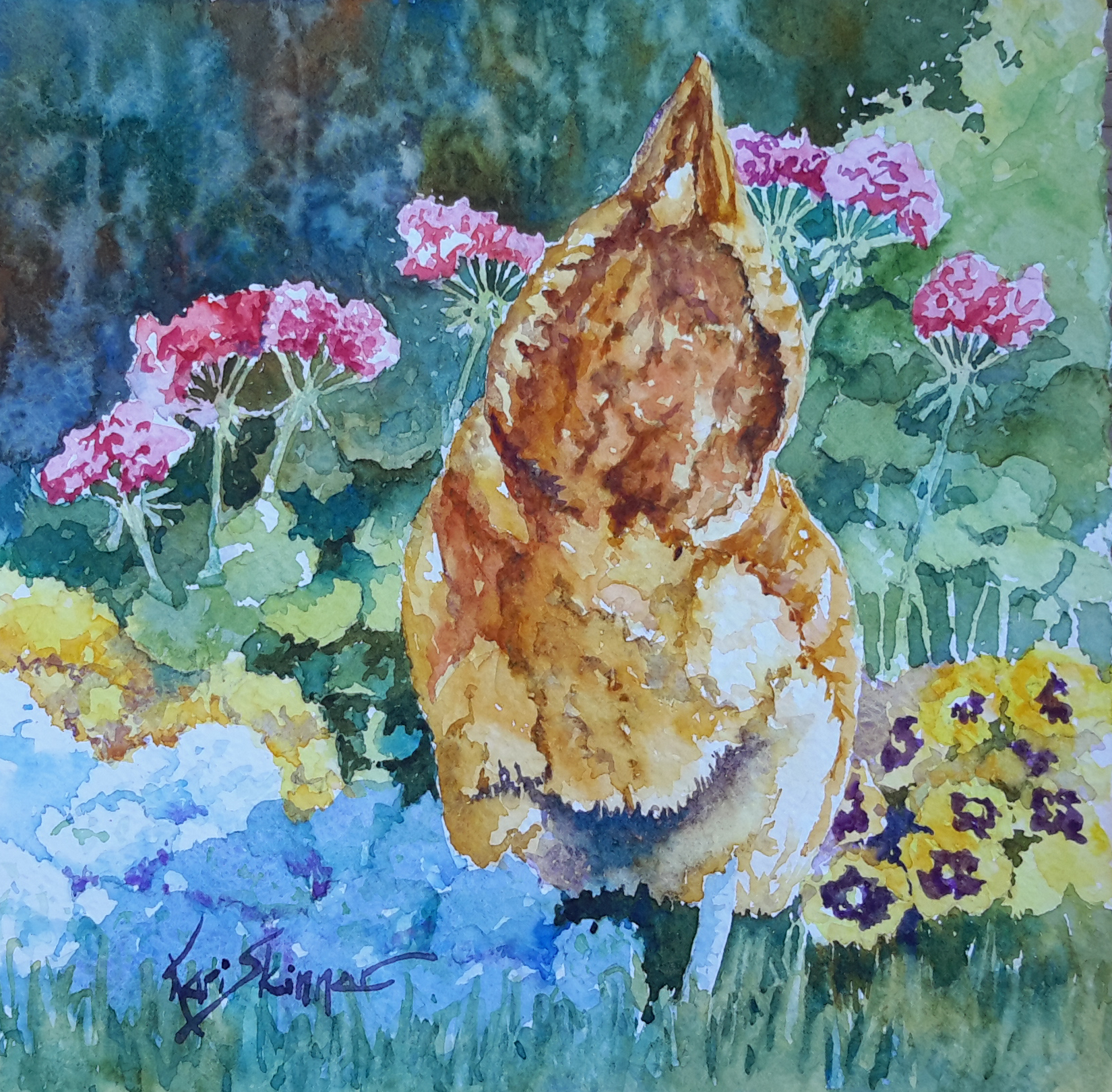 8x8 watercolor. What what chicken butt