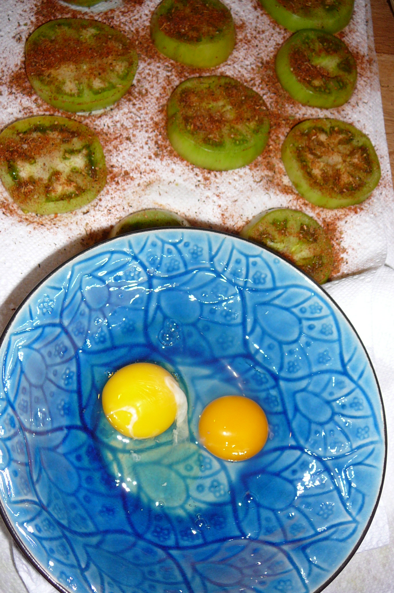 9/14/12
Fried Green Tomatoes with Duck Eggs!
