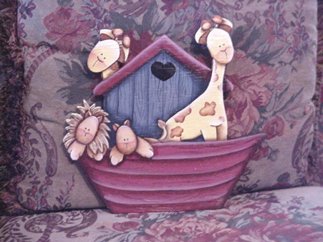 A Noah's ark baby gift. I cut this out and painted it for one of my daughter's teachers.