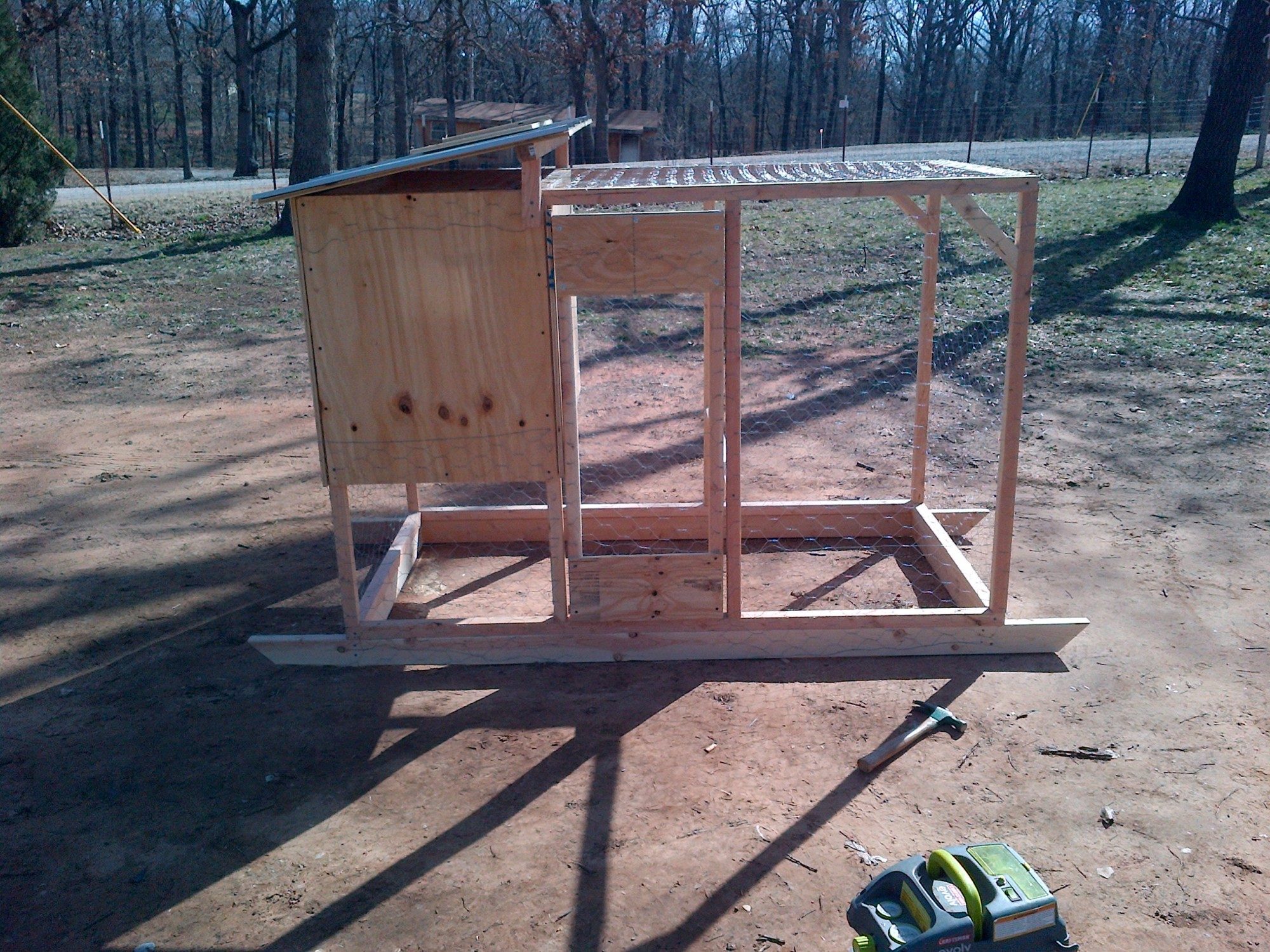 a small house and run im building for a friend ,need to put on hinges and put nest box in...i have one in use just like this and it has worked out well for our two ladies .