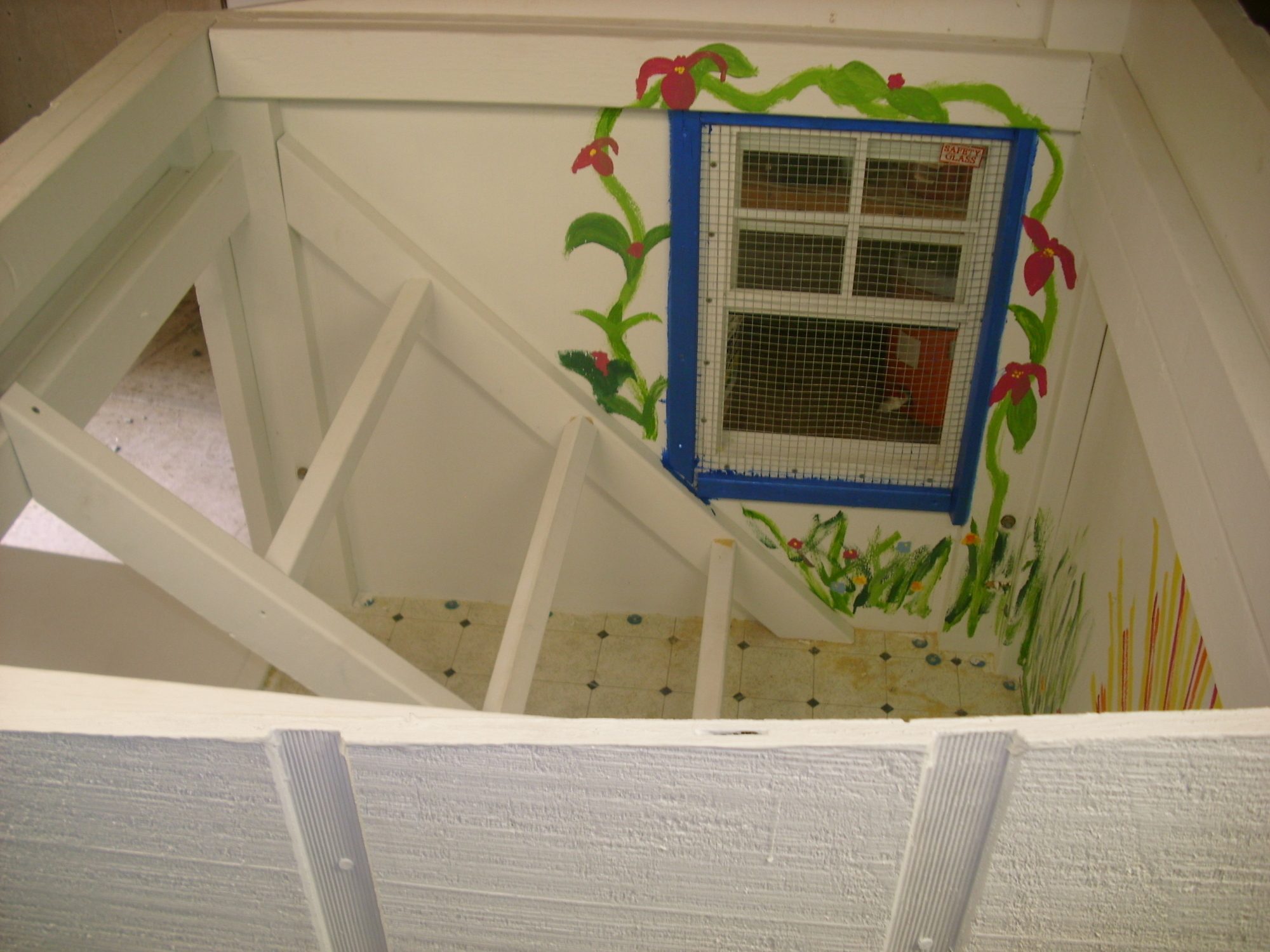 above looking down to show window , we put on backwards so you can open from the outside