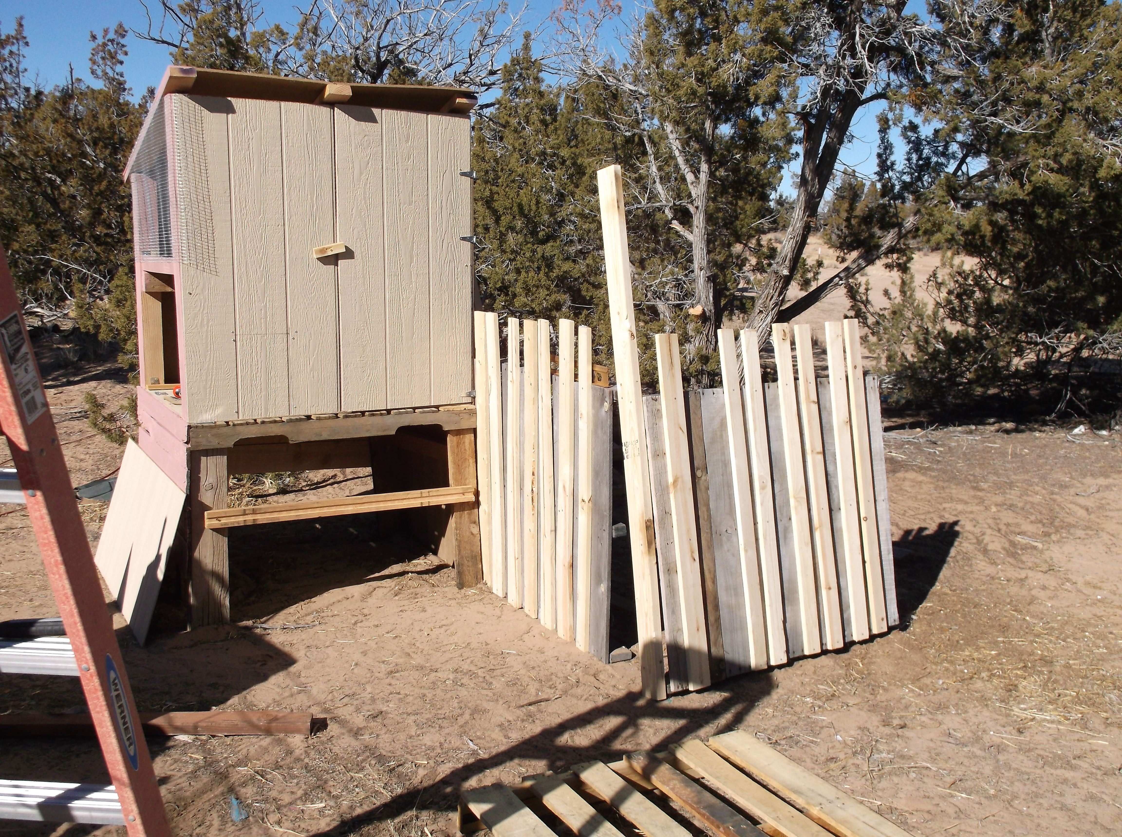 Added some 1x4x4 boards to some pallets to use for the new coop.