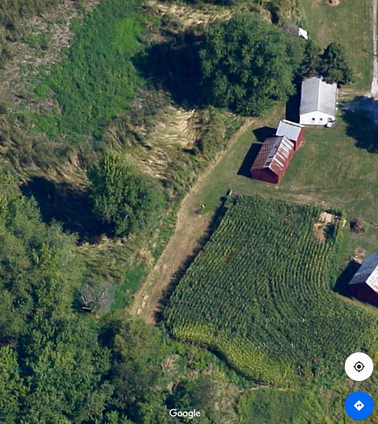 Aerial view.  Small barn (building #2 from top) chicken coop.