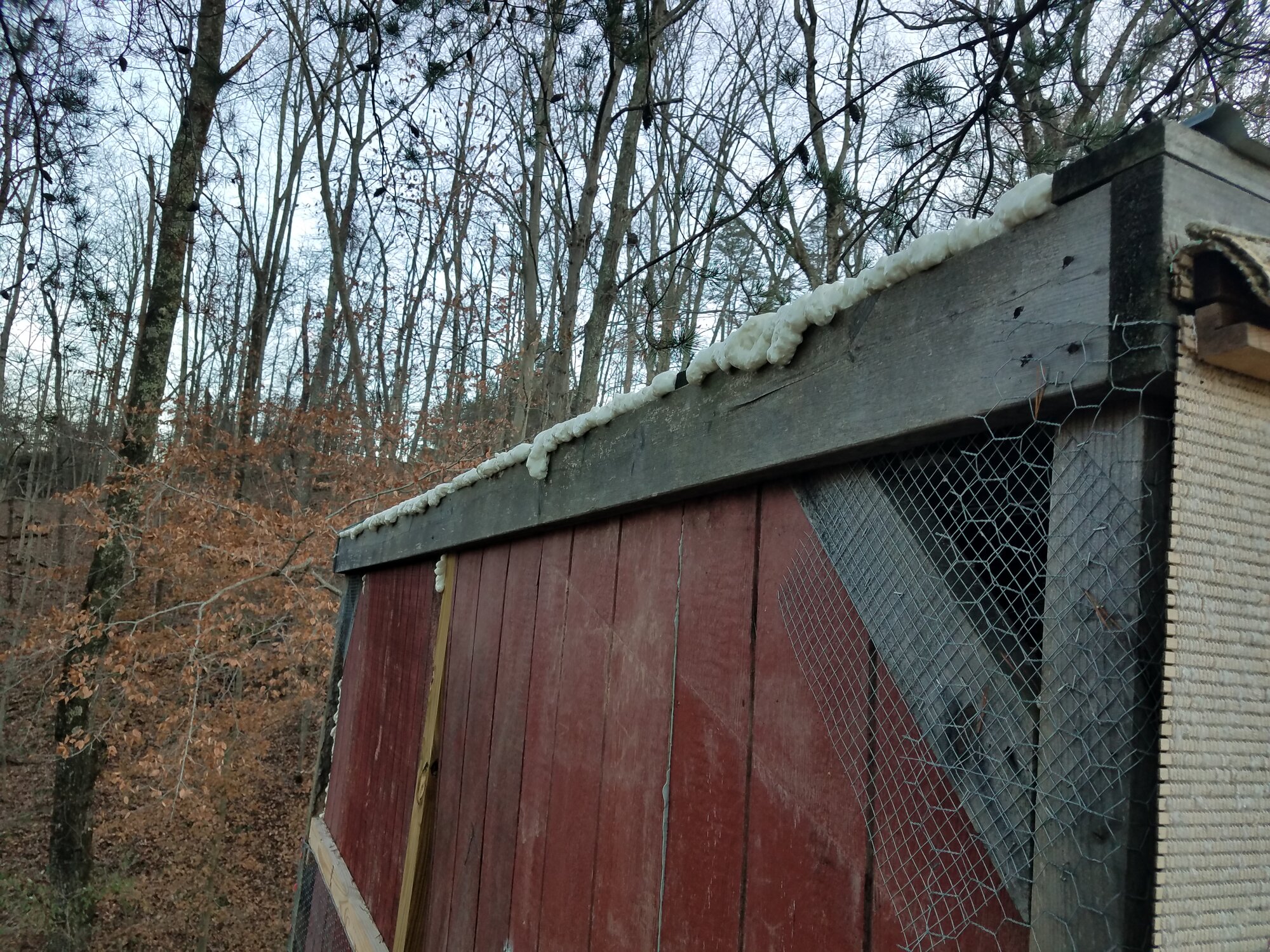 After: Openings between the roof-panels and the wooden structure