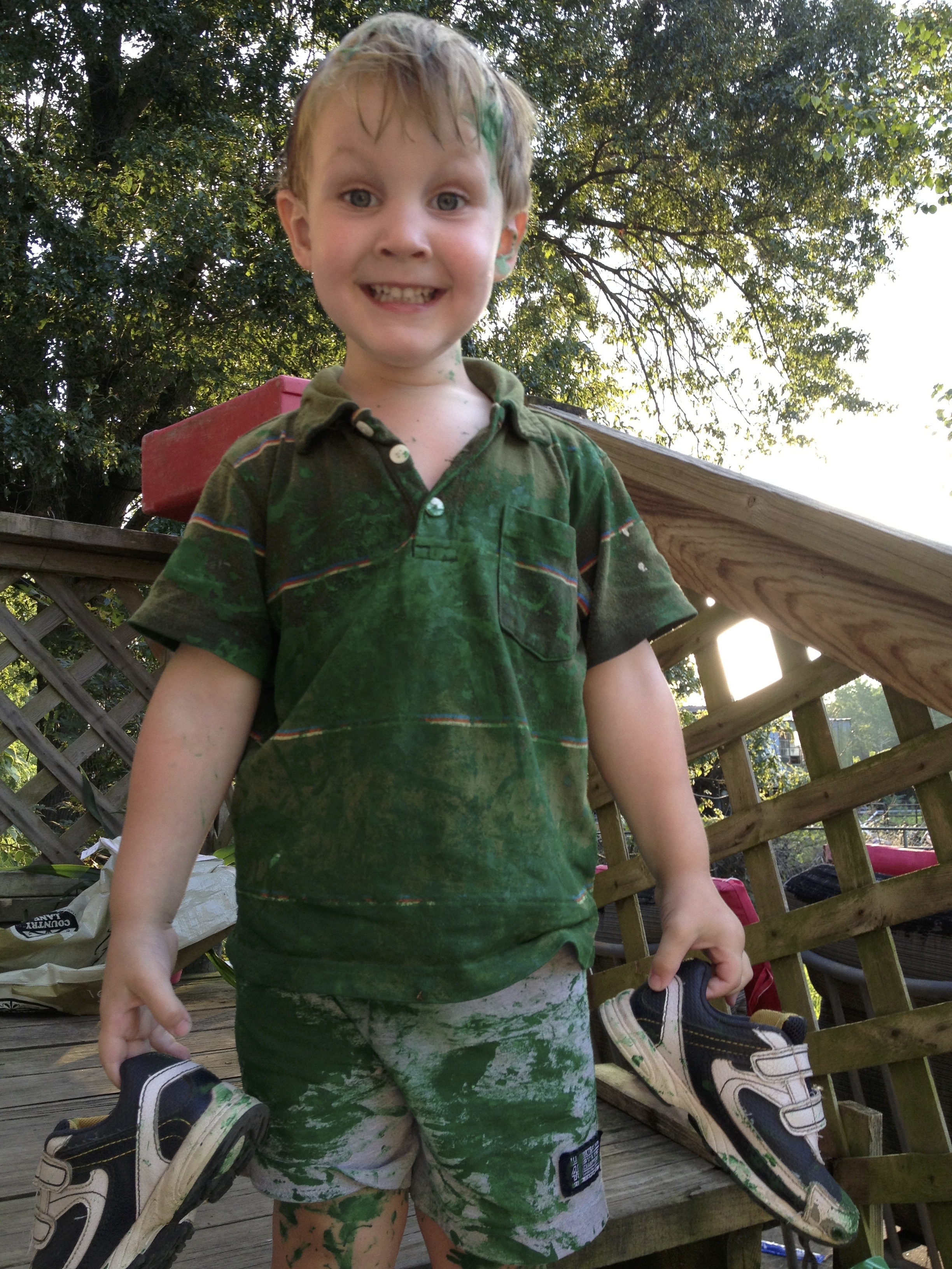 Almost as much paint on boys as chicken ramp.