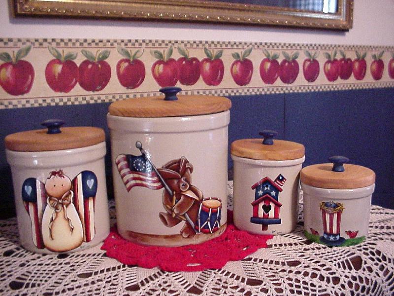 An Americana themed canister set I painted.