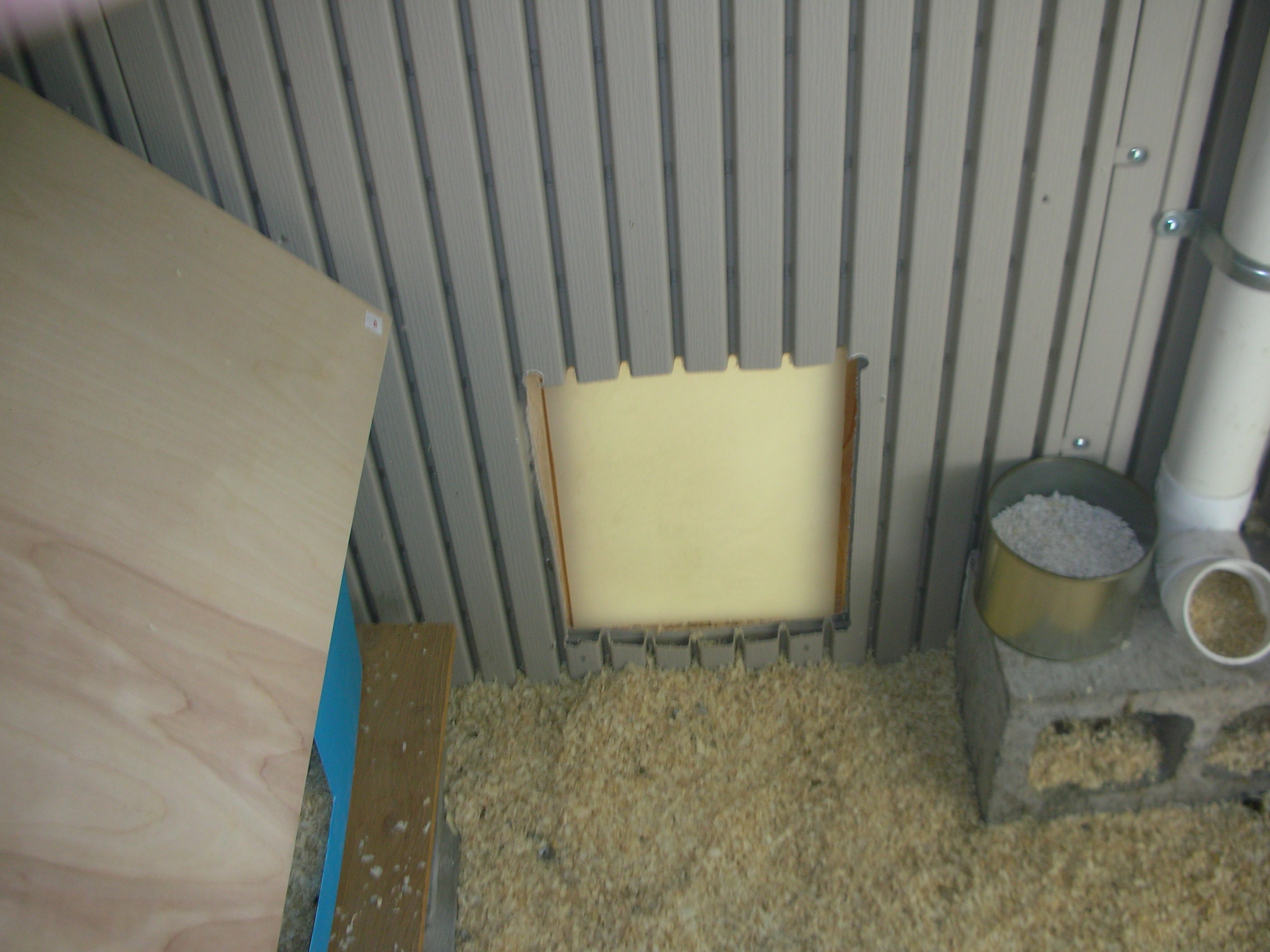 Another view of the south side of the coop. Here you'll see some of the nest boxes setup.