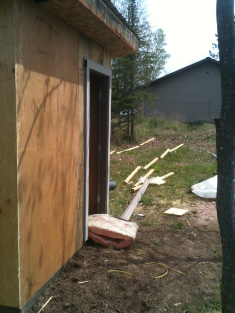 Another view.  The outside run will be 8 x 50 aprox when finished,  We have the one window and the free door we have is a glass pained window.
