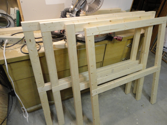 Assembled front and side frame pieces.