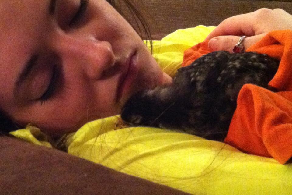 baby Cocoa and I took a nap the first day I got her