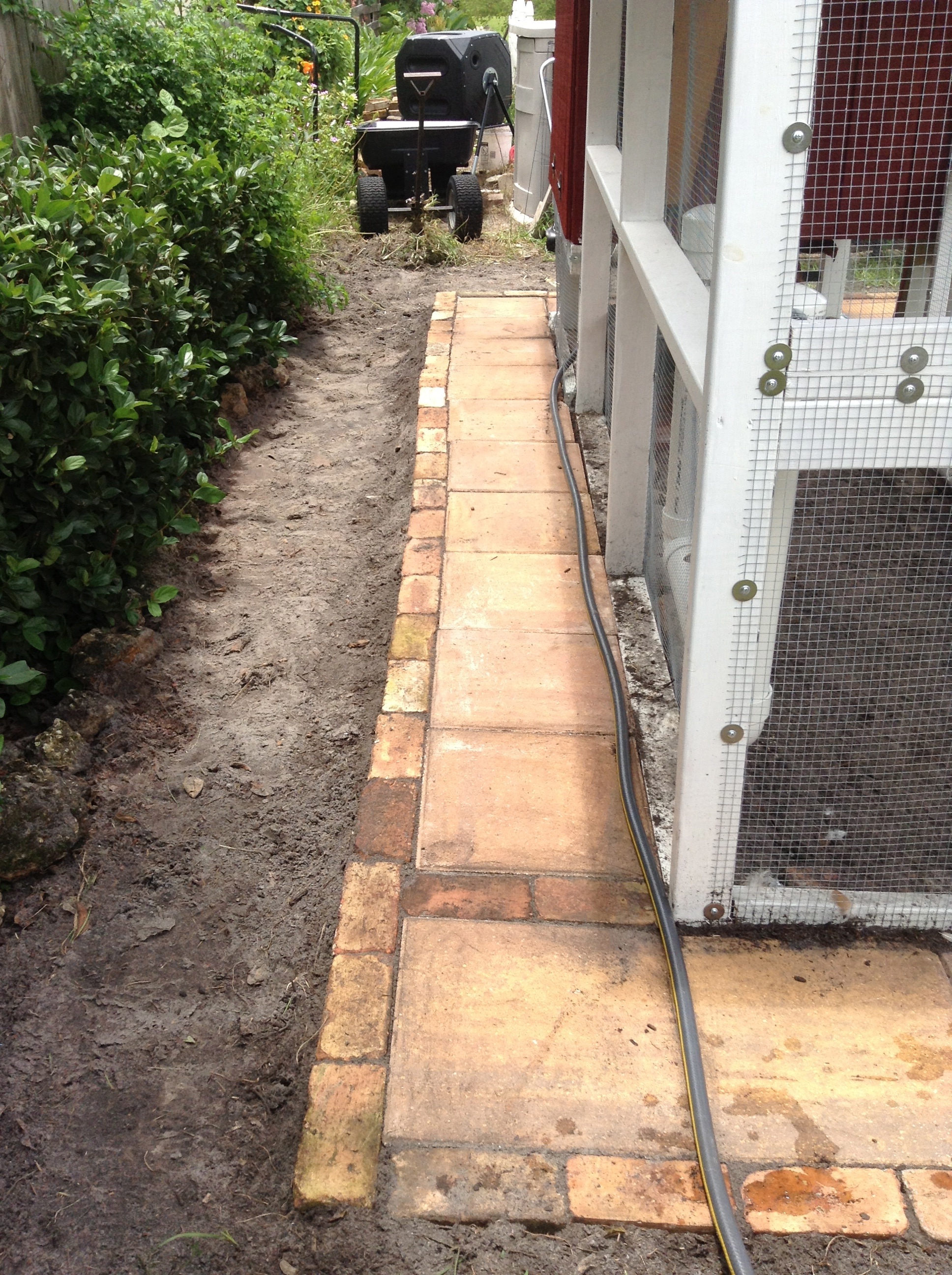 Back of coop after placing pavers.