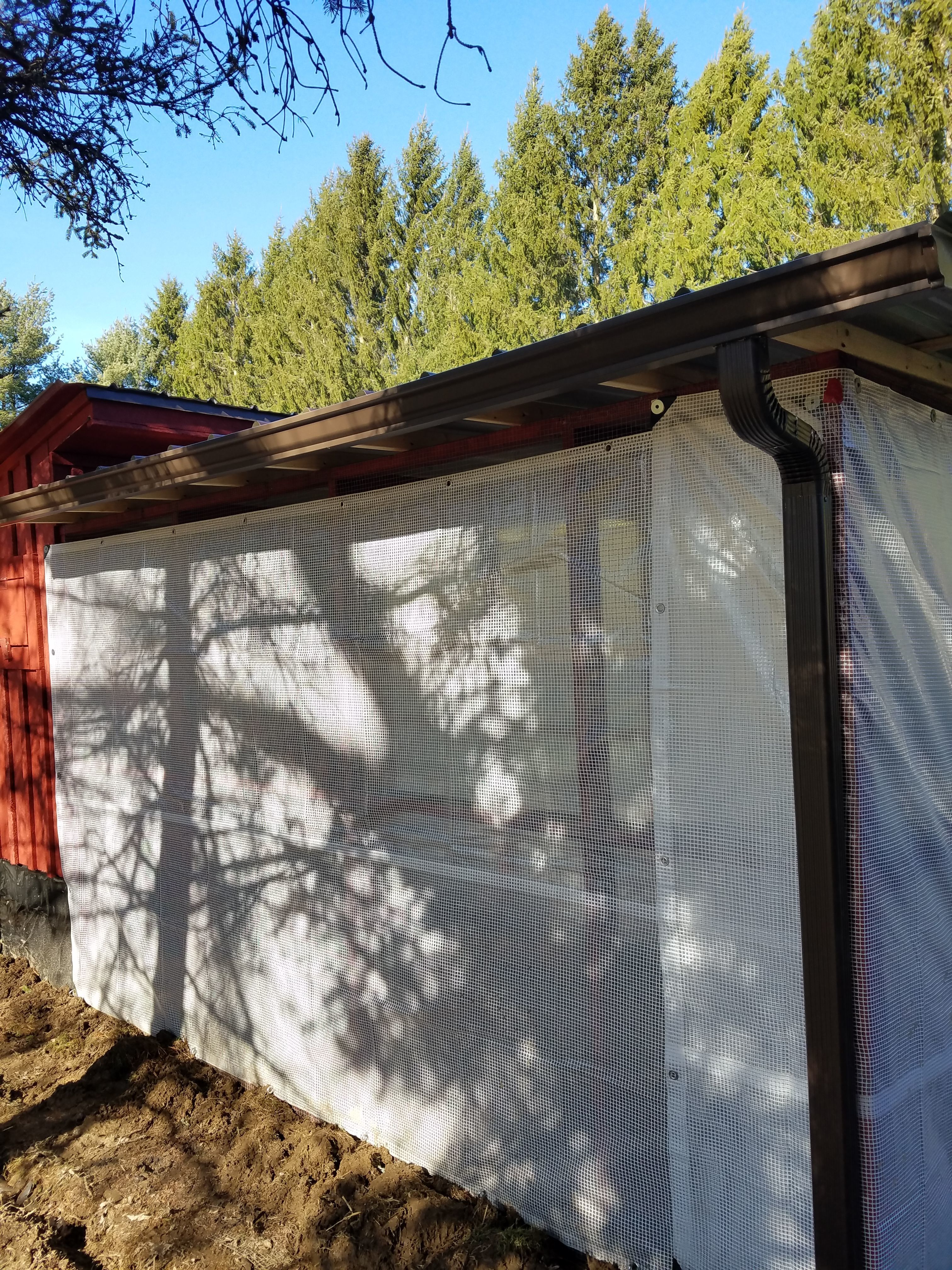 back side of the run with gutter and downspout,