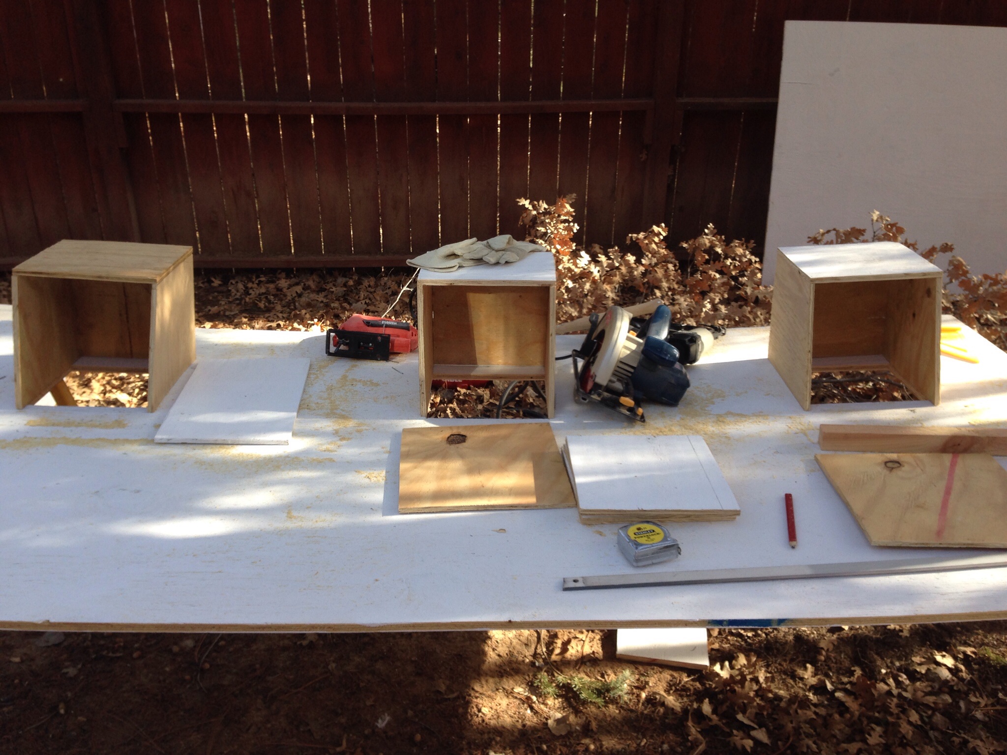 Back wall seen from the top view showing 3 nest boxes (1 per section)