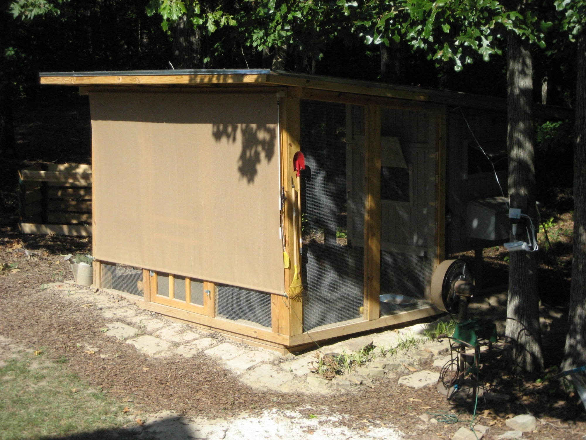 Beating the heat - coolaroo shading my coop.